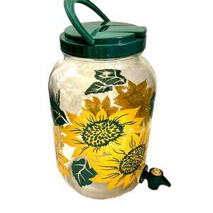 Corelle Coordinates Sunflower Printed Glass Water Tea Drink Despencer 10.5"  VTG